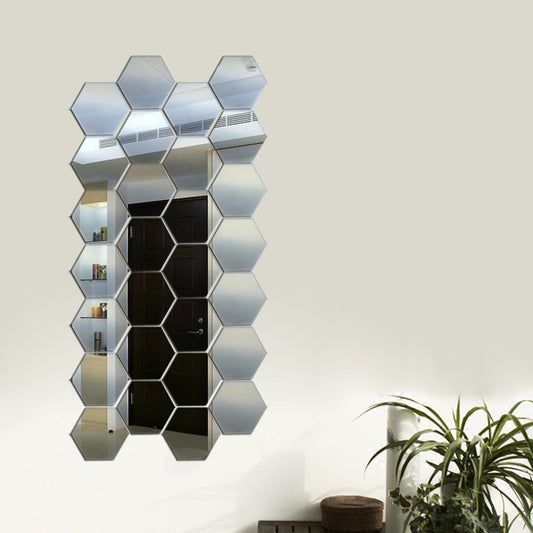 3d stereo hexagon mirror wall sticker - SAVOUR DECORE