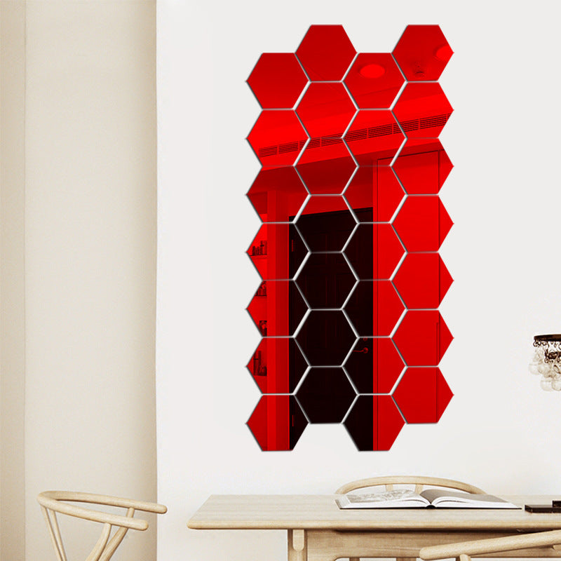 3d stereo hexagon mirror wall sticker - SAVOUR DECORE