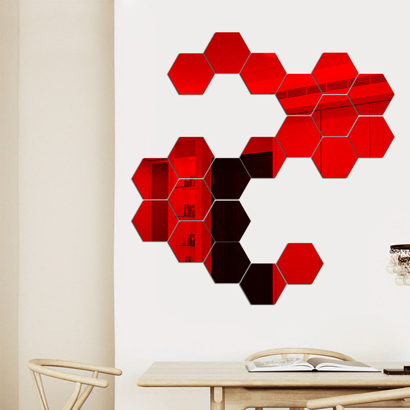 3d stereo hexagon mirror wall sticker - SAVOUR DECORE