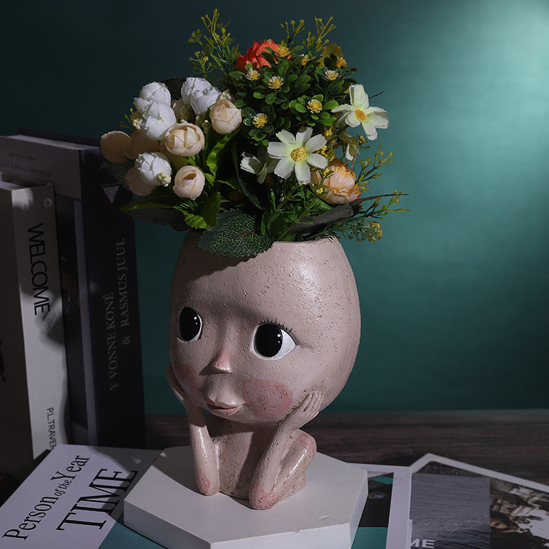 Girls Face Head Flower Planter Succulent Plant Flower Container Pot Flowerpot Garden Decor Nordic Tabletop Ornament - SAVOUR DECORE