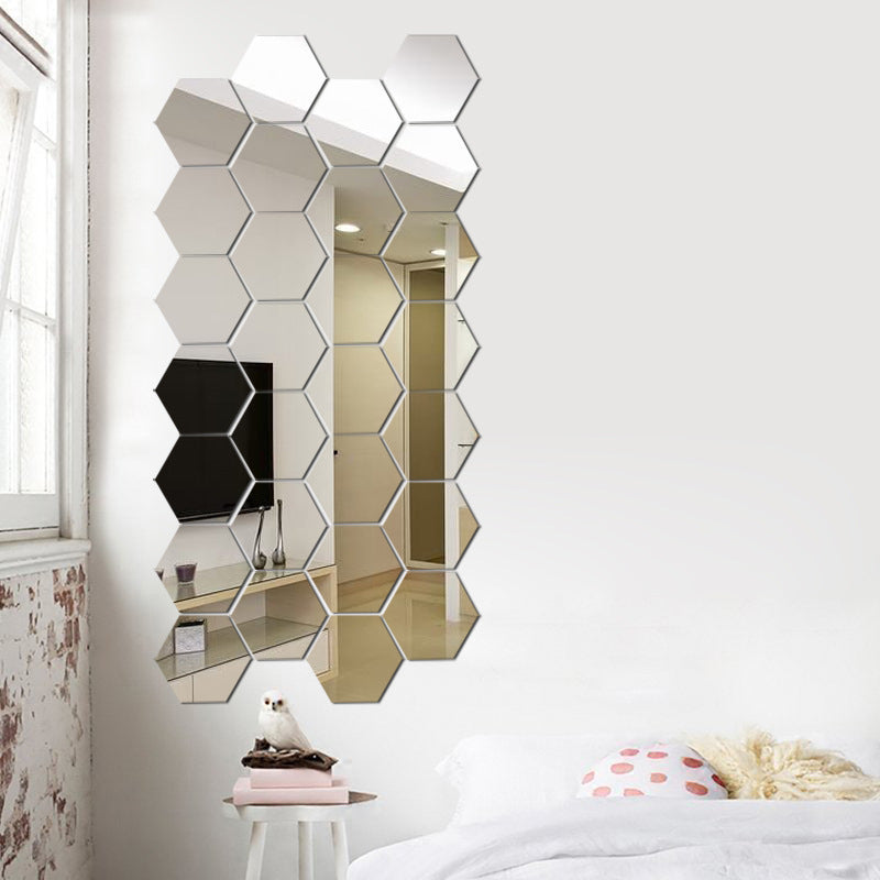 3d stereo hexagon mirror wall sticker - SAVOUR DECORE