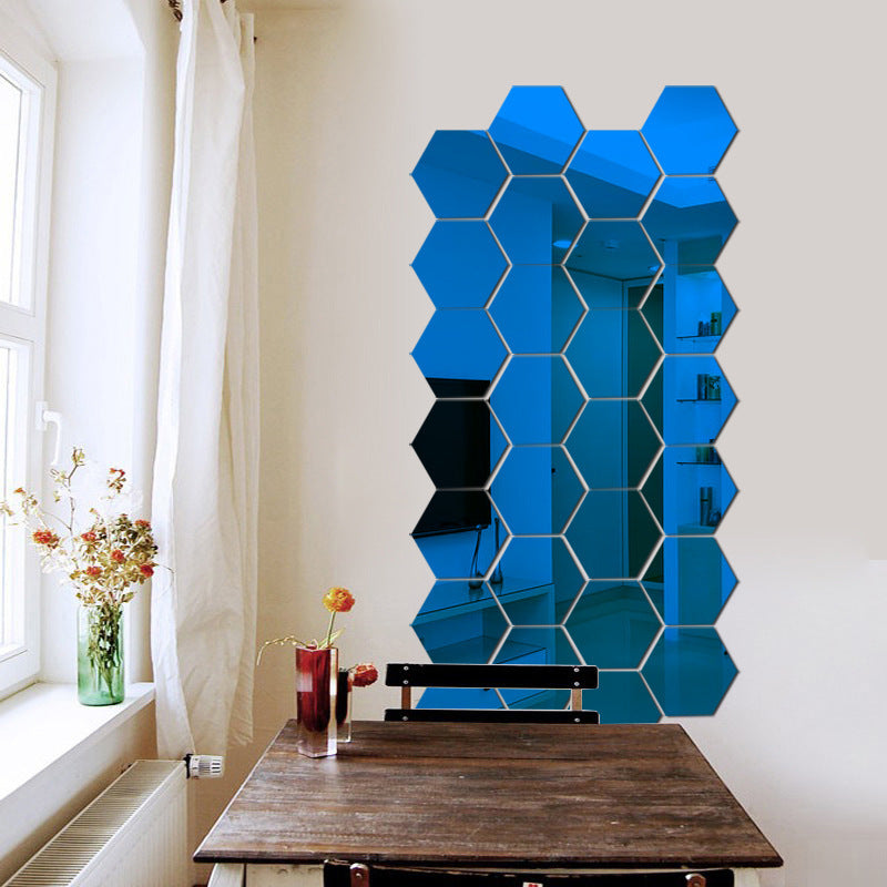 3d stereo hexagon mirror wall sticker - SAVOUR DECORE