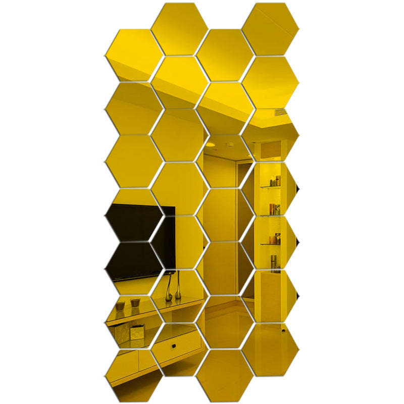 3d stereo hexagon mirror wall sticker - SAVOUR DECORE