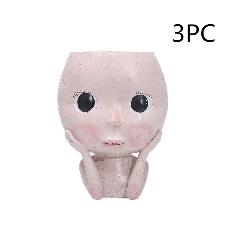 Girls Face Head Flower Planter Succulent Plant Flower Container Pot Flowerpot Garden Decor Nordic Tabletop Ornament - SAVOUR DECORE